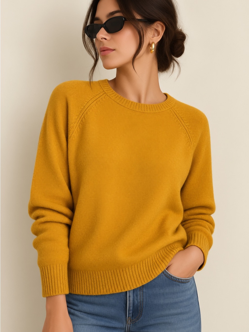J.Crew Lambswool Blend Crewneck Sweater - Mustard Yellow / Medium